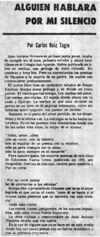 Alguien hablará por mi silencio