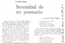Serenidad de un poemario