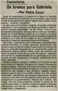 Un bronce para Gabriela