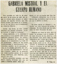 Gabriela Mistral y el cuerpo humano
