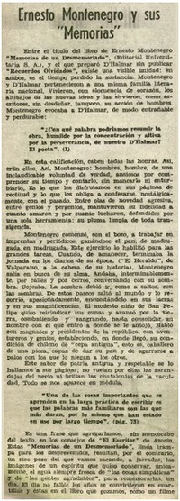 Ernesto Montenegro y sus "memorias"