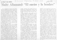 Maité Allamand: "El sueño y la lumbre".