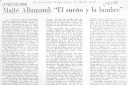 Maité Allamand: "El sueño y la lumbre".