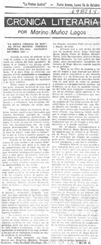 La lírica chilena de hoy"