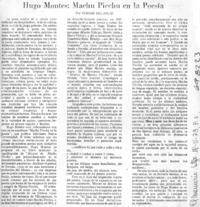 Hugo Montes, Machu Picchu en la poesía