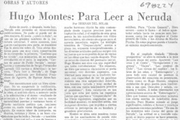 Hugo Montes, Para leer a Neruda