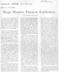 Hugo Montes, Ensayos estilísticos