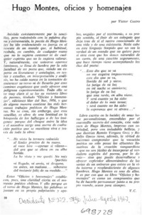 Hugo Montes, Oficios y homenajes