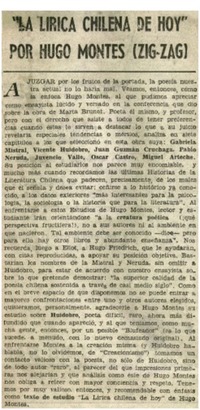 La lírica chilena de hoy"