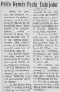 Pablo Neruda poeta embajador.