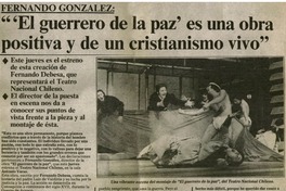 El guerrero de la paz" es una obra positia y de un cristianismo vivo".