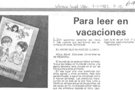 Para leer en vacaciones.