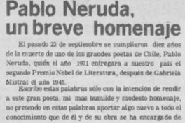 Pablo Neruda, un breve homenaje