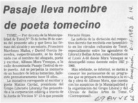 Pasaje lleva nombre de poeta tomecino.