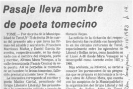 Pasaje lleva nombre de poeta tomecino.