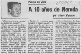 A 10 años de Neruda