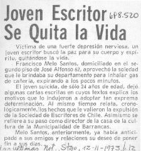 Joven escritor se quita la vida.