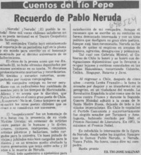 Recuerdo de Pablo Neruda