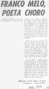 Franco Melo, poeta choro.