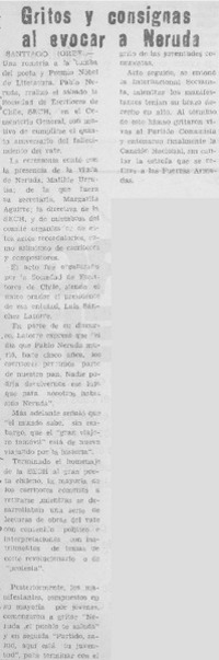 Gritos y consignas al evocar a Neruda.