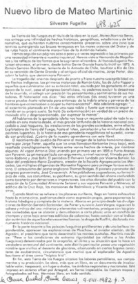 Nuevo libro de Mateo Martinic