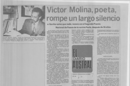 Víctor Molina, poeta, rompe un largo silencio: [entrevista]