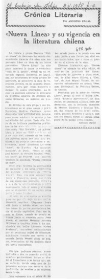 "Nueva línea" y su vigencia en la literatura chilena.