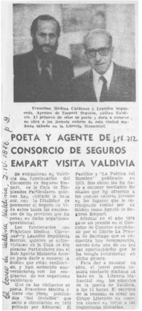 Poeta y agente de consorcio de seguros Empart visita Valdivia.