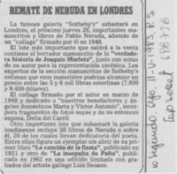 Remate de Neruda en Londres.