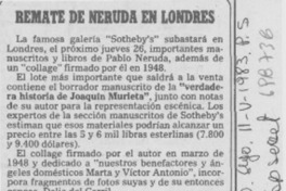 Remate de Neruda en Londres.