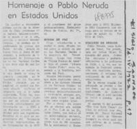 Homenaje a Pablo Neruda en Estados Unidos.