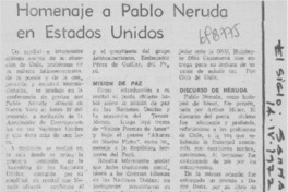 Homenaje a Pablo Neruda en Estados Unidos.