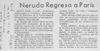 Neruda regresa a París.
