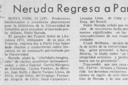 Neruda regresa a París.