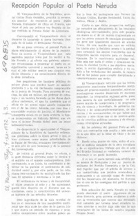 Recepción popular al Pablo Neruda.