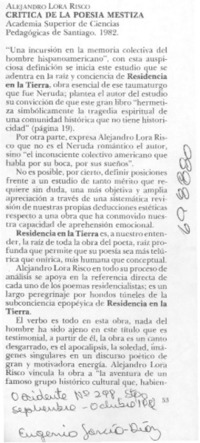 Crítica de la poesía mestiza