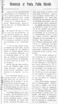Homenaje al poeta Pablo Neruda.