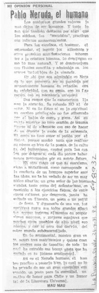 Pablo Neruda, el humano