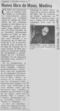 Nuevo libro de Mons. Medina