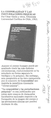 La corporalidad y las perturbaciones psíquicas.