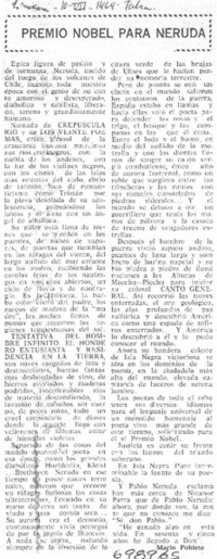Premio Nobel para Neruda