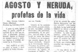 Agosto y Neruda, profetas de la vida