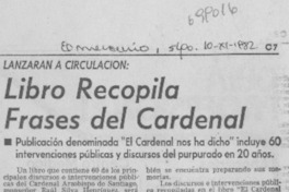 Libro recopila frases del Cardenal.