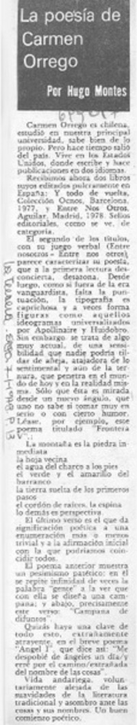 La poesía de Carmen Orrego