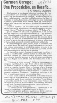 Carmen Orrego: una proposición, un desafío...