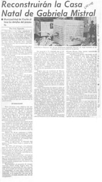 Reconstruirán la casa natal de Gabriela Mistral