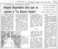 Raquel Argandoña dice que se parece a "La Beatriz Ovalle".