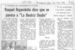 Raquel Argandoña dice que se parece a "La Beatriz Ovalle".