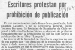 Escritores protestan por prohibición de publicación.