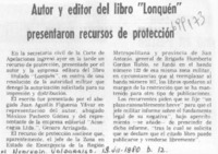 Autor y editor del libro "Lonquén" presentaron recursos de protección.